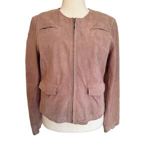 Vintage Suede Jacket, Gianini Moto Leather Blazer, Lavender, Womens XL, Pockets,